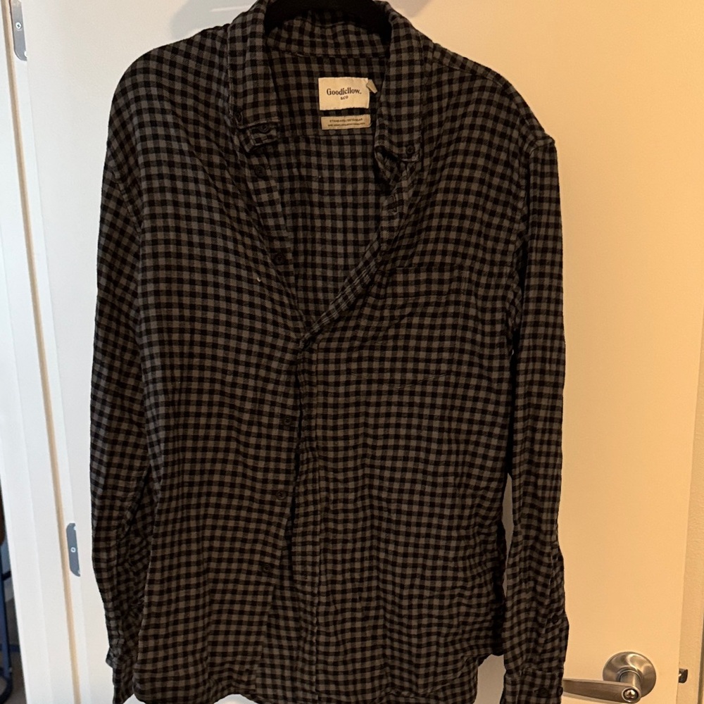 Goodfellow & Co Black and Gray Checked Shirt